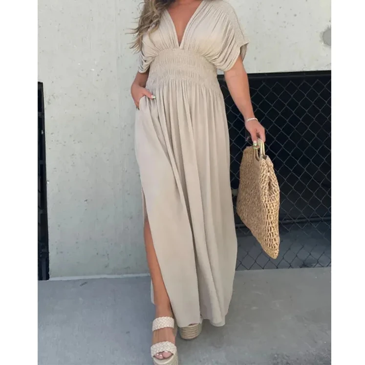 Camilla – Elegantes Damen V-Ausschnitt Kleid