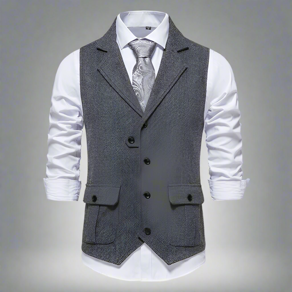 Giovanni – Vintage Herringbone Tweed Herrenweste