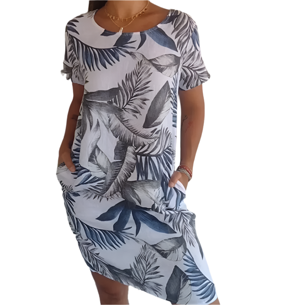 Mila – Sommerkleid mit Vintage-Print und Taschen für Damen