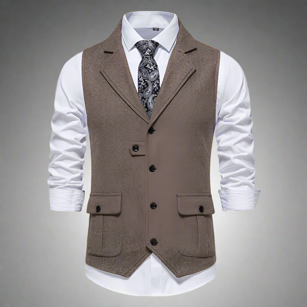 Giovanni – Vintage Herringbone Tweed Herrenweste