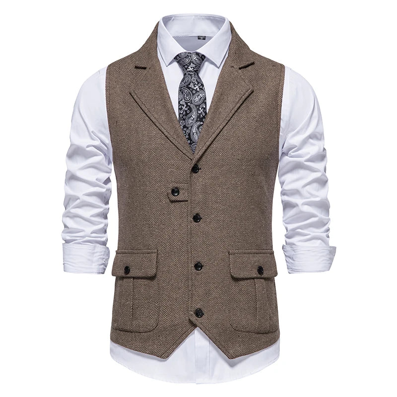 Giovanni – Vintage Herringbone Tweed Herrenweste