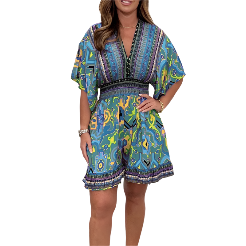 Alessia – Ethno-Chic Damen Jumpsuit mit V-Ausschnitt