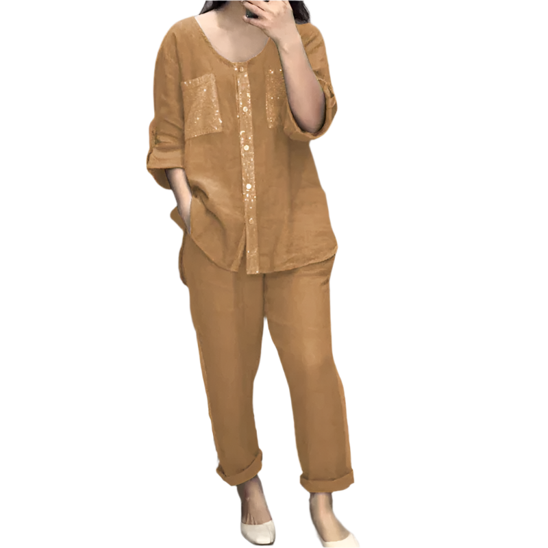 Clara – Funkelndes Frühjahrs-Patchwork-Pailletten-Set für Damen