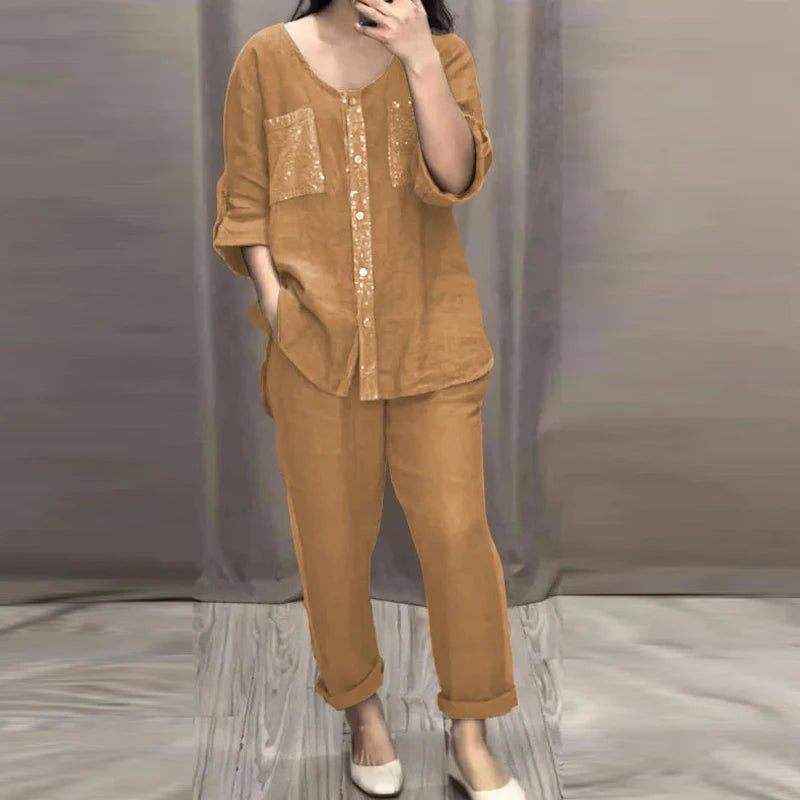 Clara – Funkelndes Frühjahrs-Patchwork-Pailletten-Set für Damen