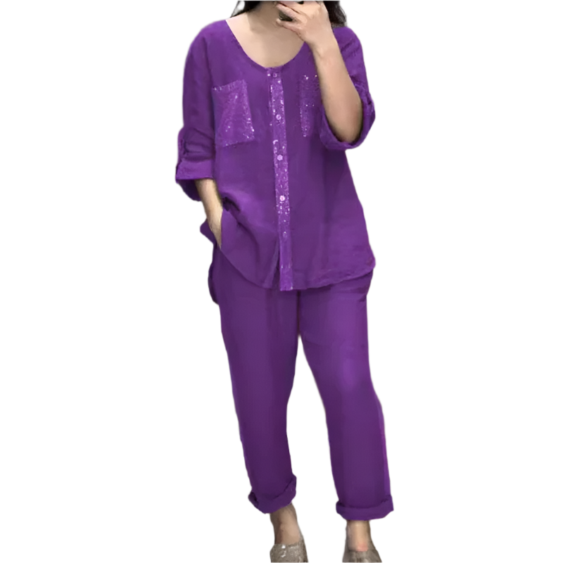 Clara – Funkelndes Frühjahrs-Patchwork-Pailletten-Set für Damen