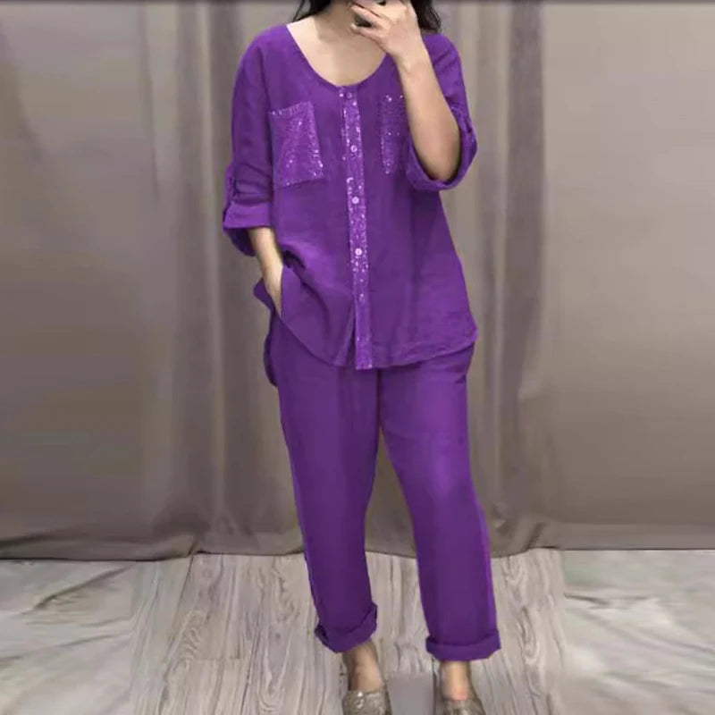 Clara – Funkelndes Frühjahrs-Patchwork-Pailletten-Set für Damen