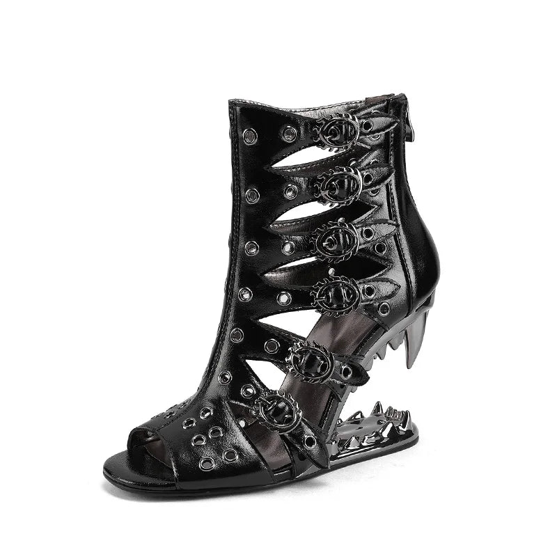 Livia – Stilvolle Open-Toe High Heel Stiefeletten für Damen