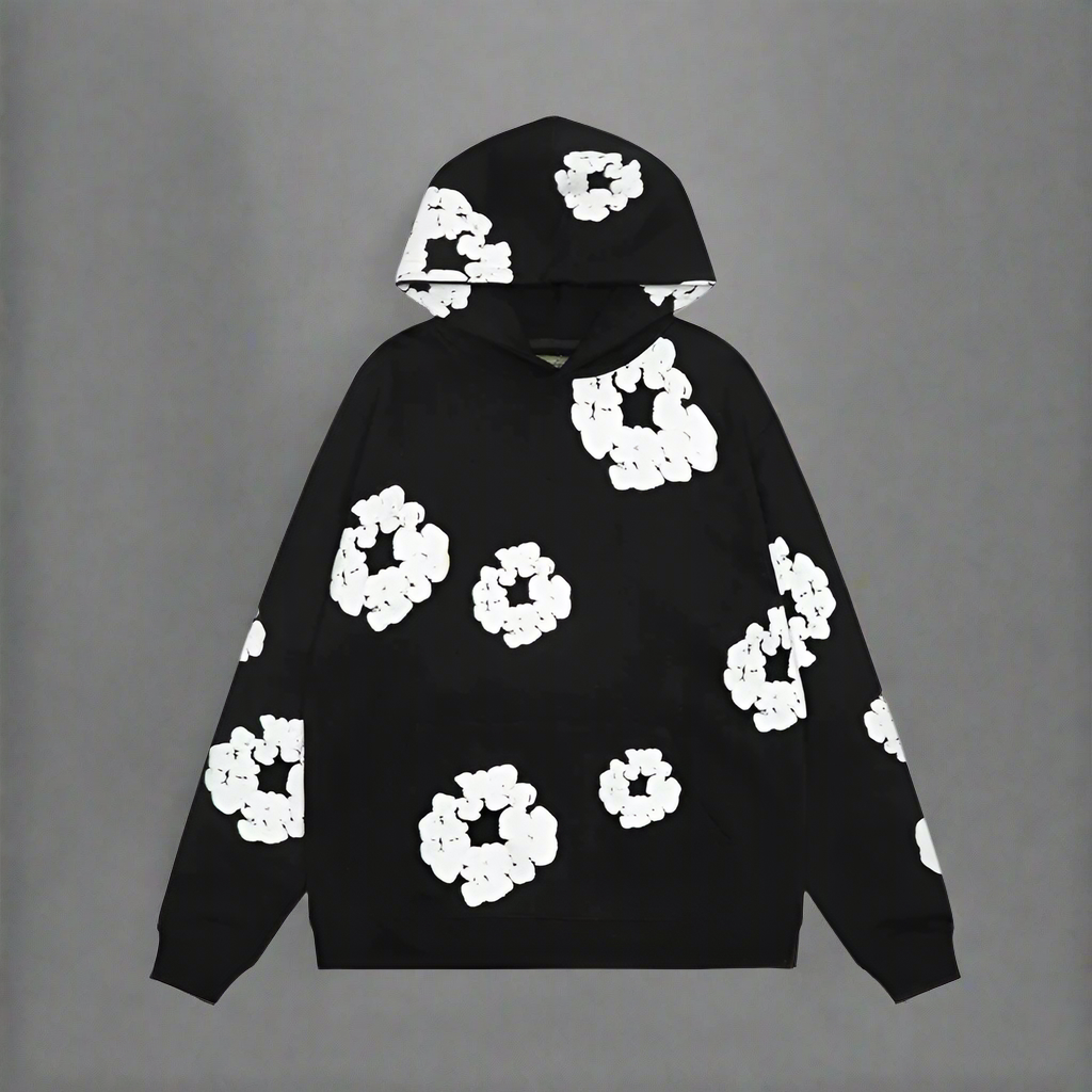 Alex – Geblümter Denim Unisex Hoodie