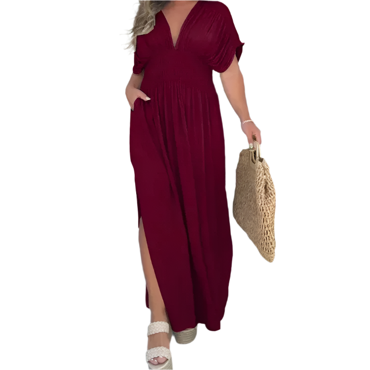 Camilla – Elegantes Damen V-Ausschnitt Kleid