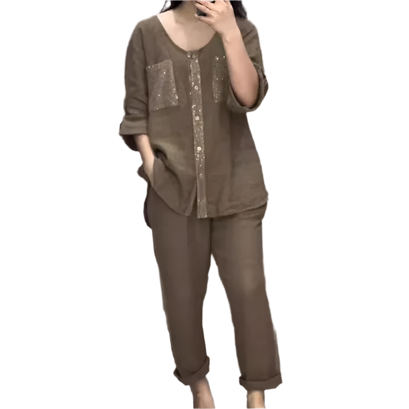 Clara – Funkelndes Frühjahrs-Patchwork-Pailletten-Set für Damen