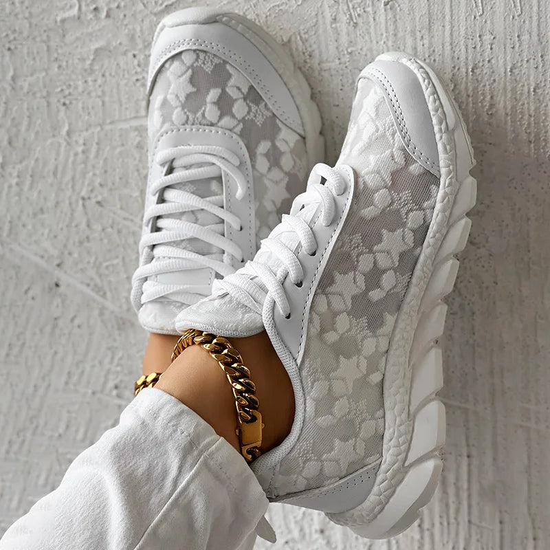 Sofia – Weiße Damen-Schnürschuhe