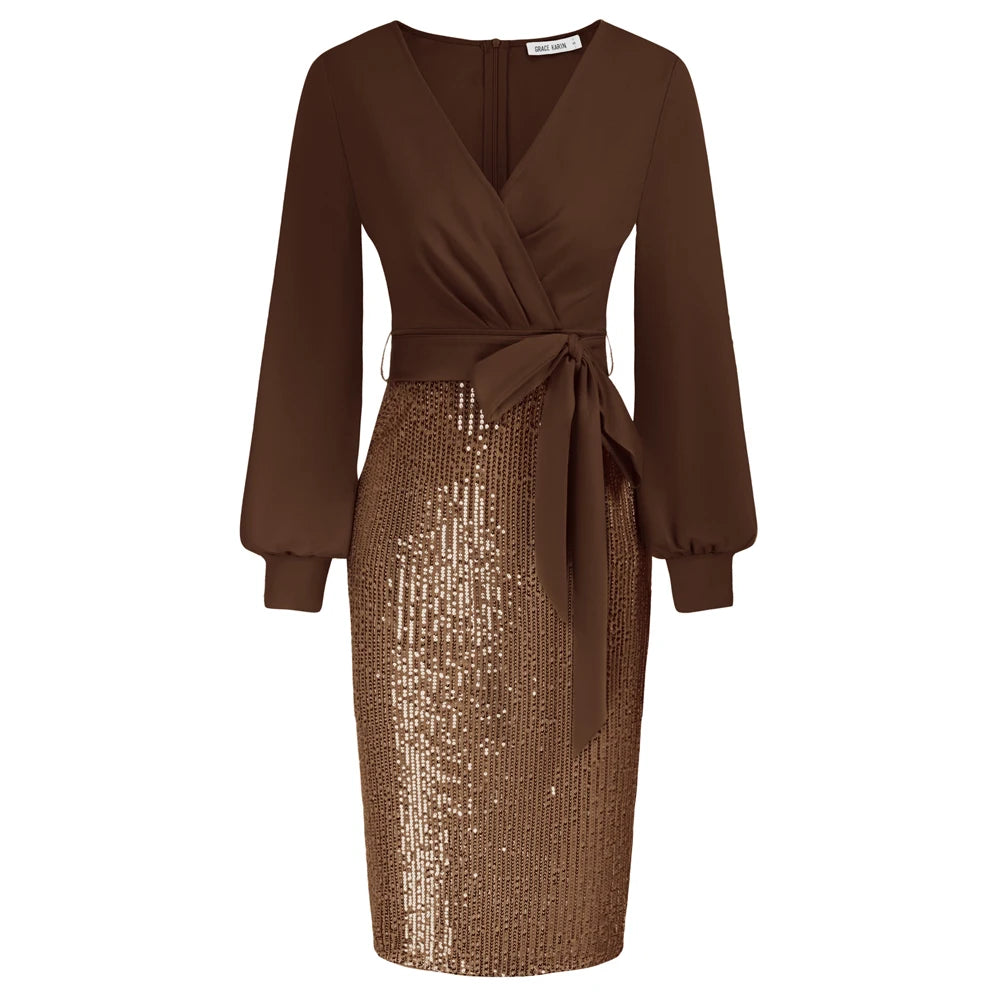 Vienne – Ruched Paillettenkleid für Damen