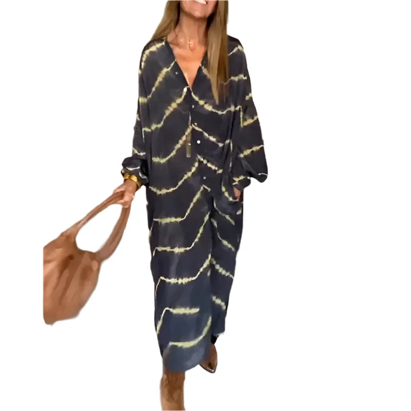 Livia – Elegantes Langärmeliges Streifenkleid für Damen