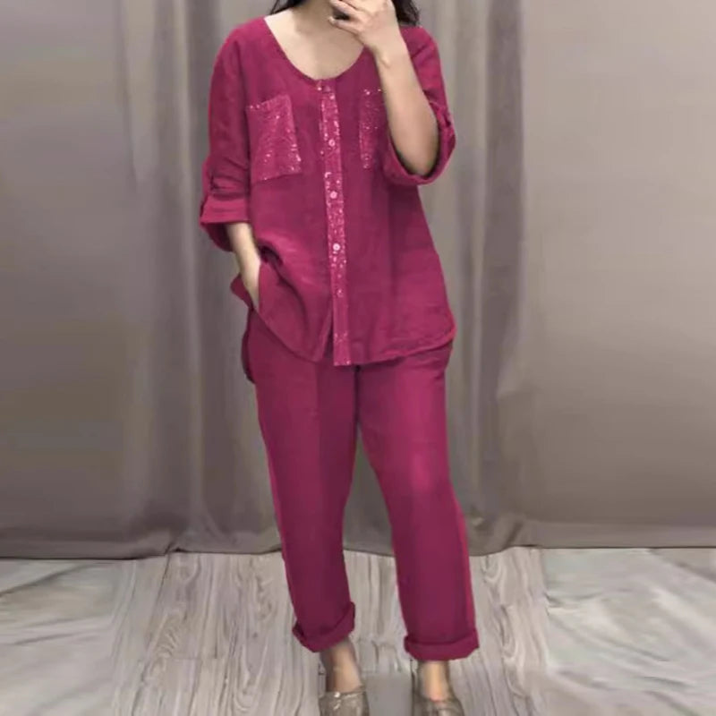 Clara – Funkelndes Frühjahrs-Patchwork-Pailletten-Set für Damen