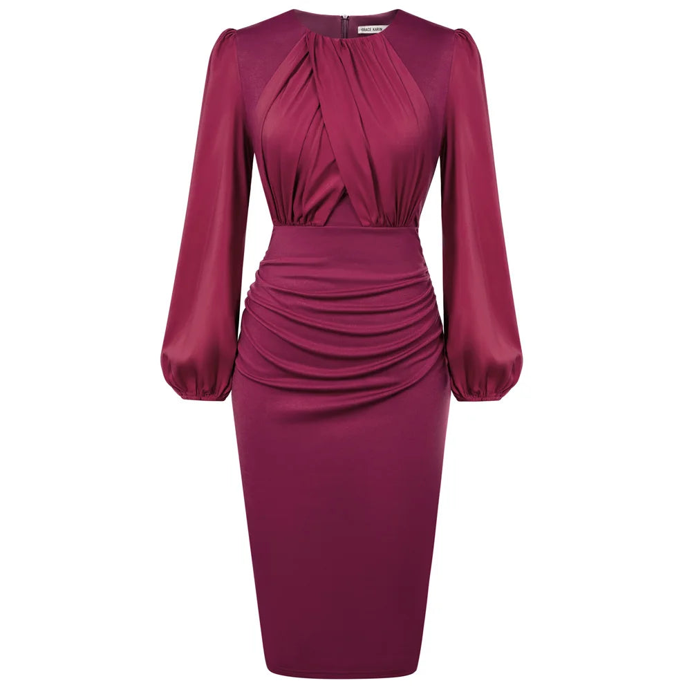 Alena – Elegantes Kontrast-Bodycon-Midikleid für Damen