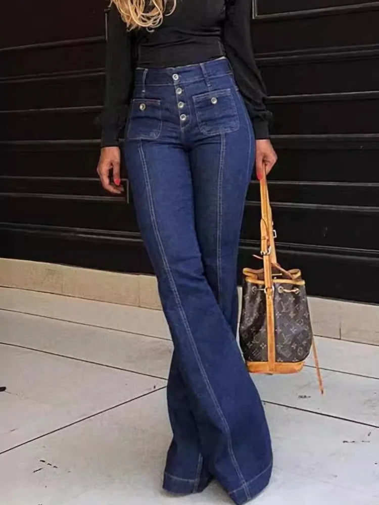 Yvonne – Vintage-Slim Damen-Schlaghose aus Denim