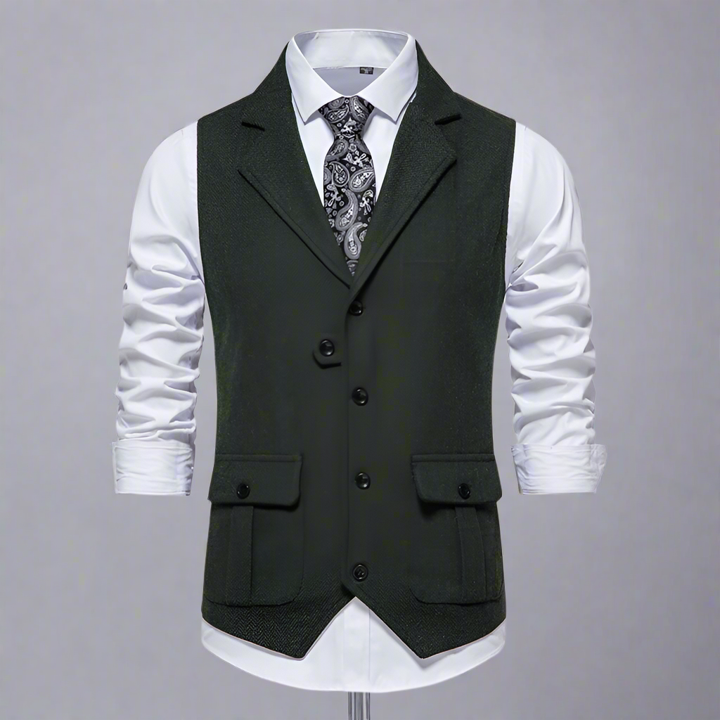 Giovanni – Vintage Herringbone Tweed Herrenweste