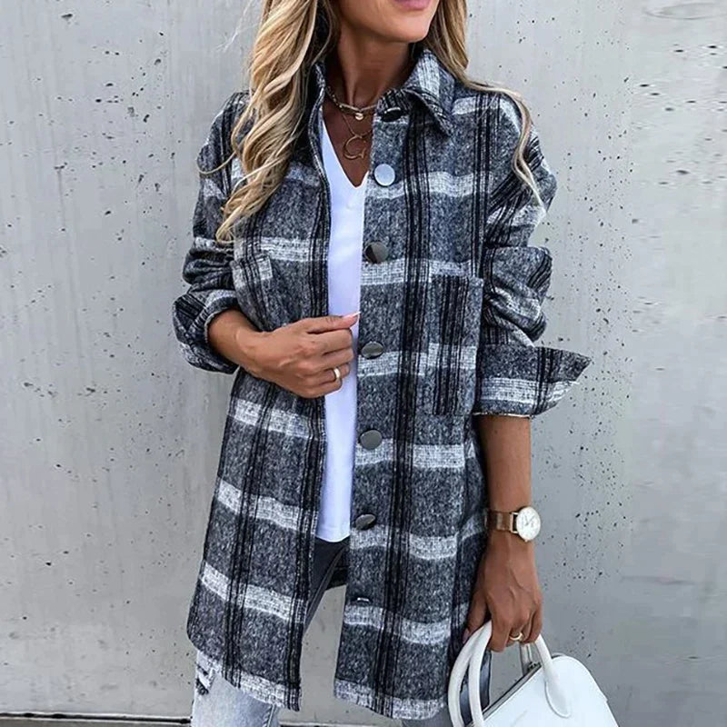 Isabelle – Karierte QuadroElegante Strickjacke für stilvolle Winterabende für Frauen