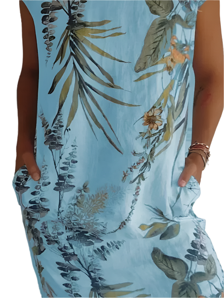 Mila – Sommerkleid mit Vintage-Print und Taschen für Damen