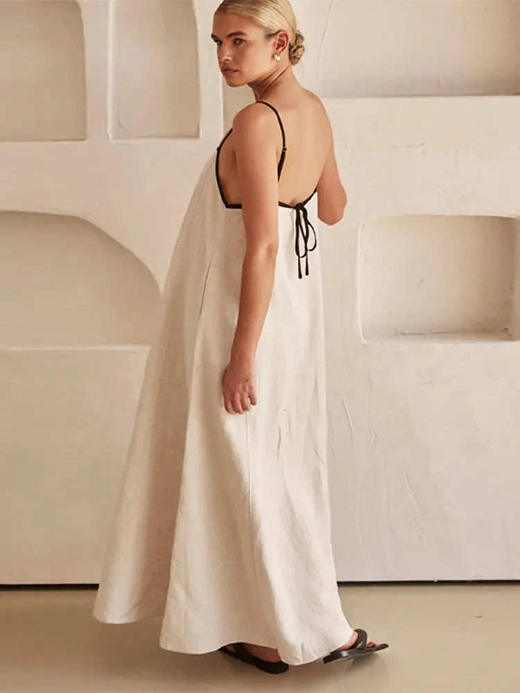 Lucia – Kontrastfarbiges Halter Swing-Kleid für Damen