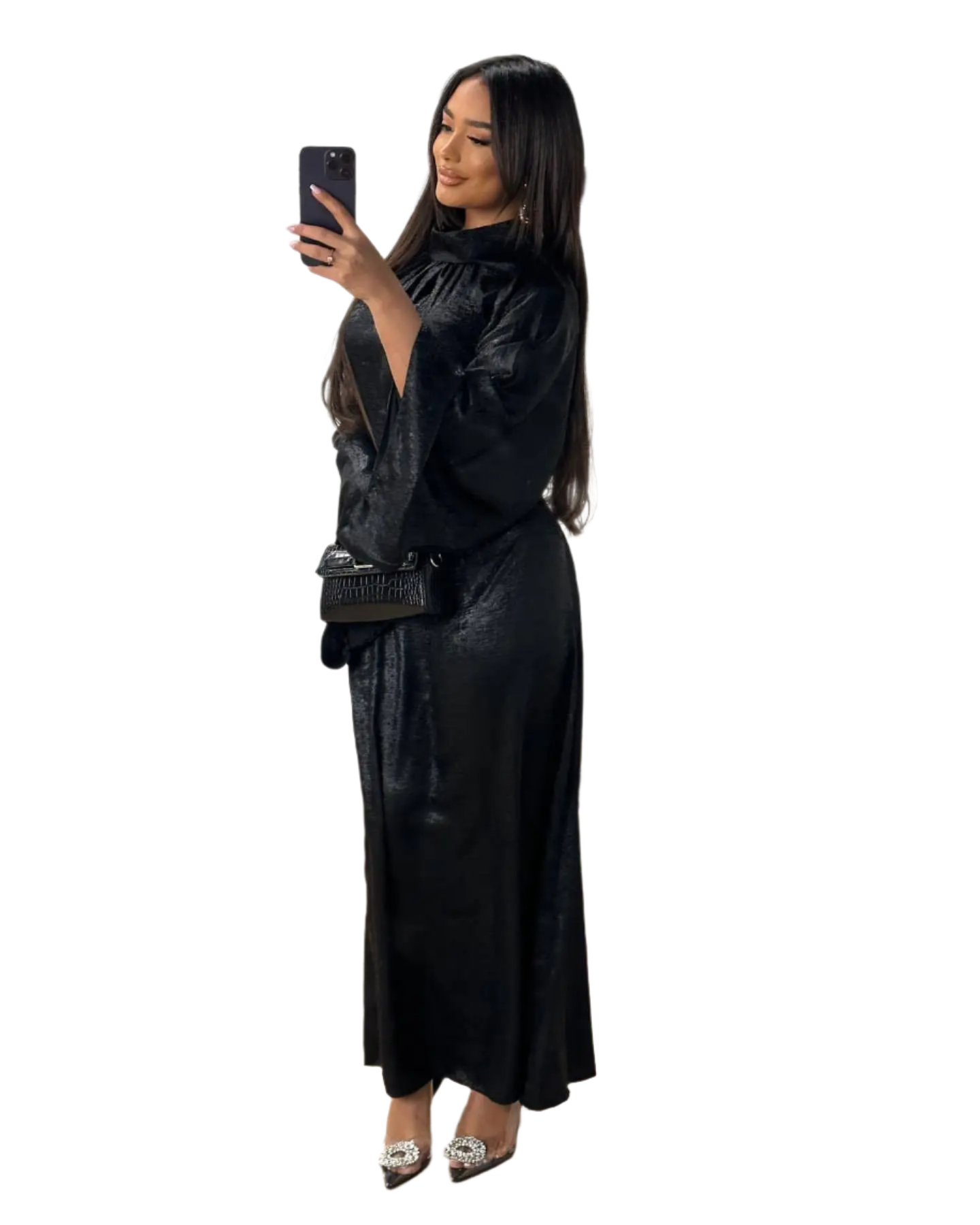 Layla – Elegante Satin-Abaya mit Pagodärmeln für Damen
