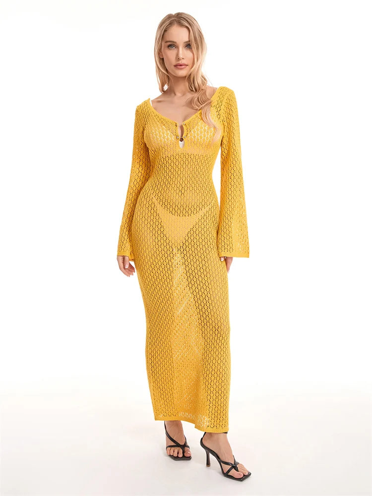 Alessia – Feminines Strickkleid mit tiefem V-Ausschnitt