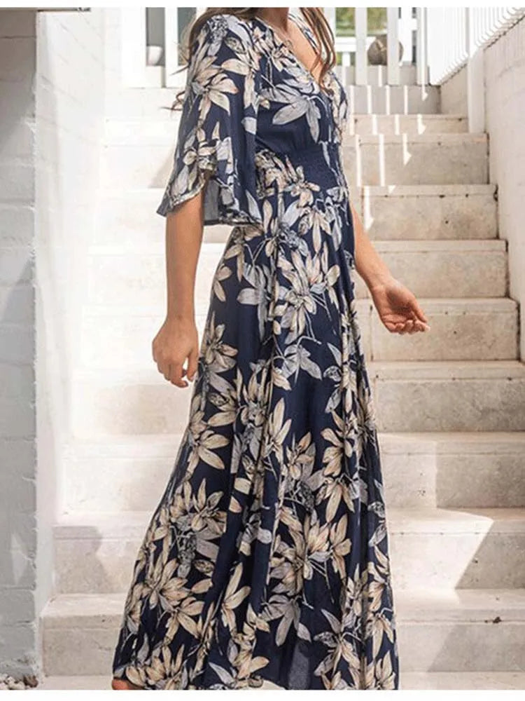 Isabella – Florale Eleganz Damen Maxi Sommerkleid