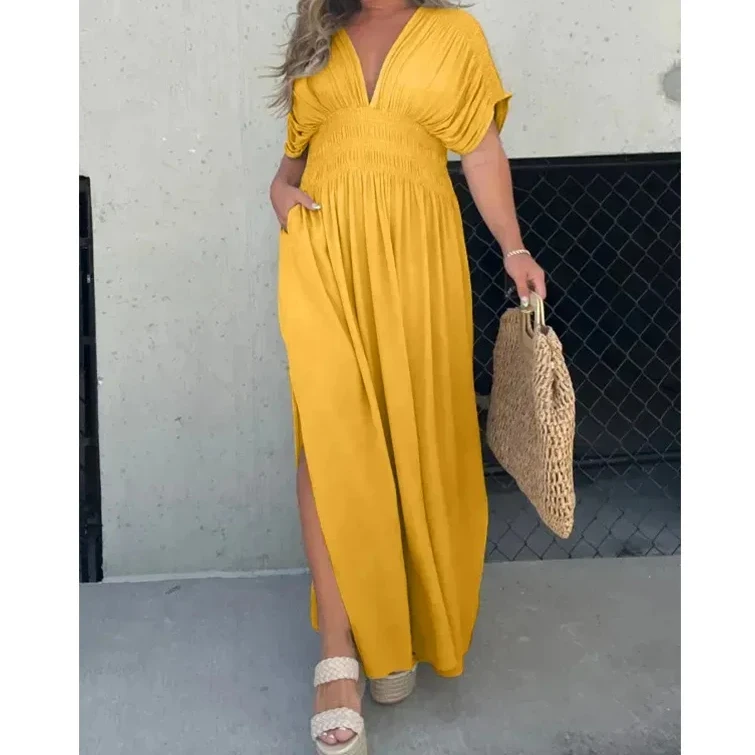 Camilla – Elegantes Damen V-Ausschnitt Kleid