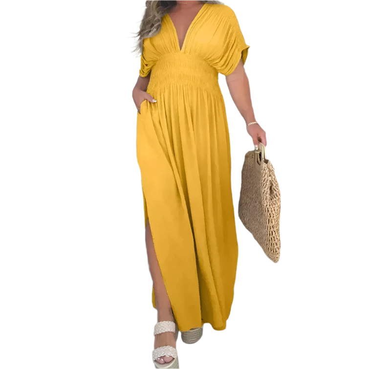 Camilla – Elegantes Damen V-Ausschnitt Kleid