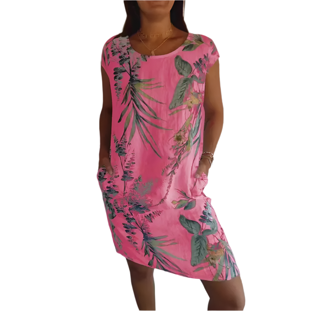 Mila – Sommerkleid mit Vintage-Print und Taschen für Damen