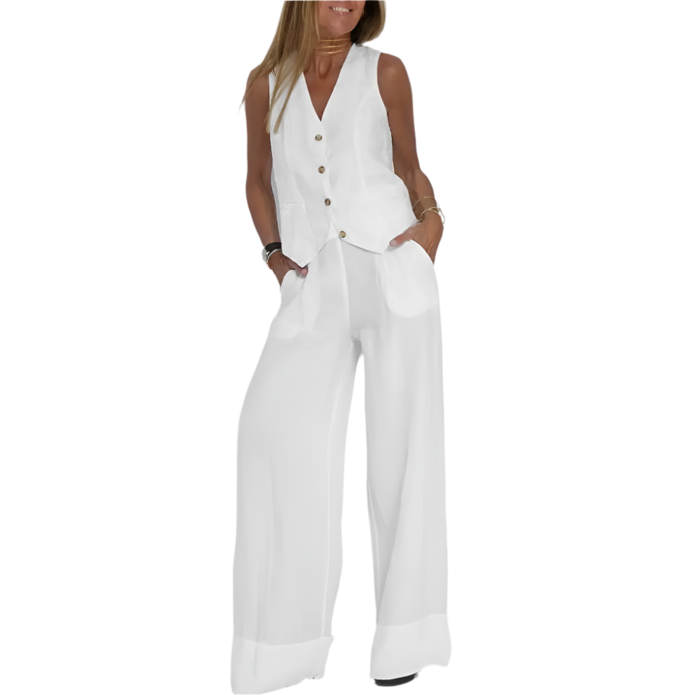 Elena – Damen-Anzugset aus Baumwollleinen für Frühling und Sommer