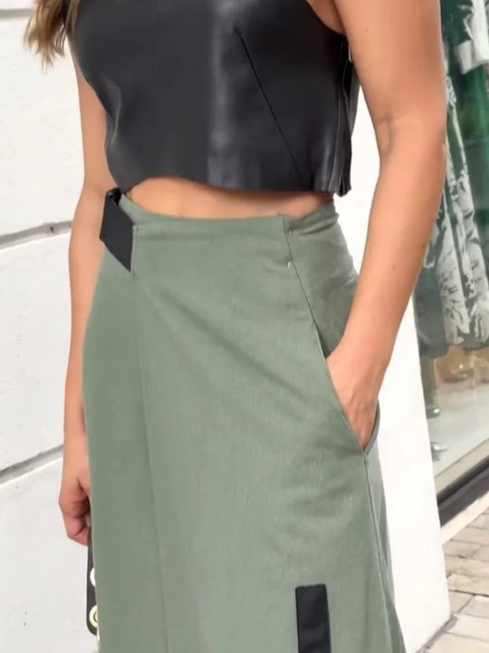 Sophie – Elegantes Damen Set mit Wickelrock und schwarzem Top