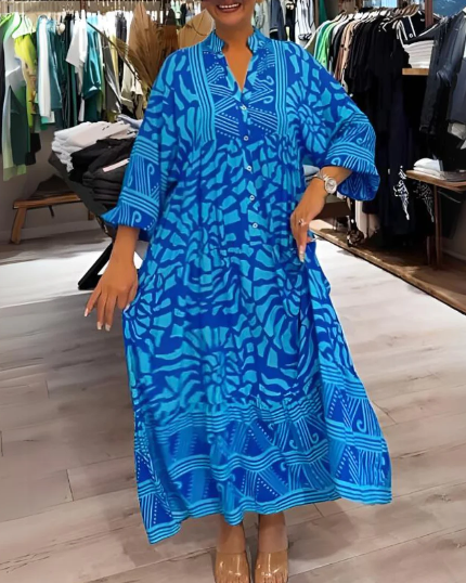 Marcella – Sommer-Chic Damen V-Ausschnitt Hemdkleid