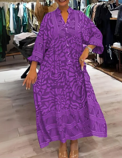 Marcella – Sommer-Chic Damen V-Ausschnitt Hemdkleid