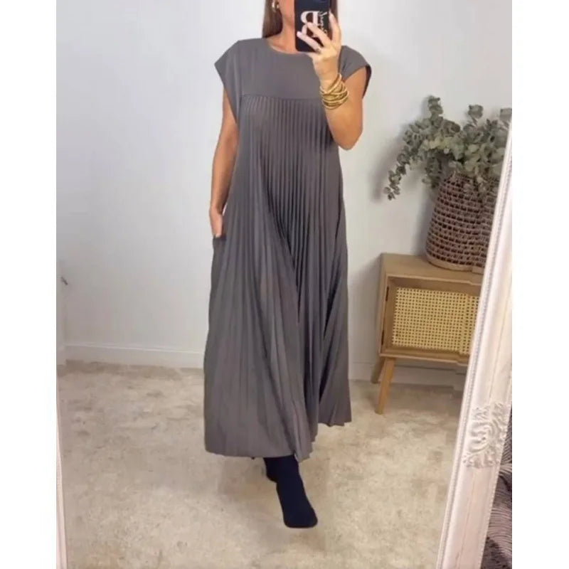 Elena – Elegantes ärmelloses Falten Damen Kleid