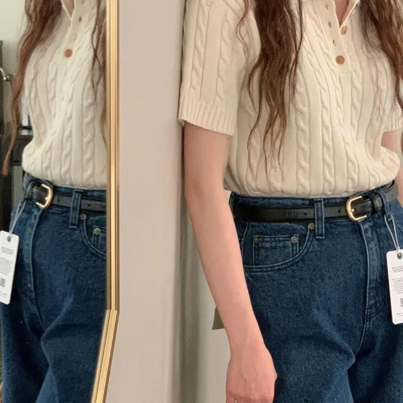 Ava – Kurzarm-Stricktop für Damen