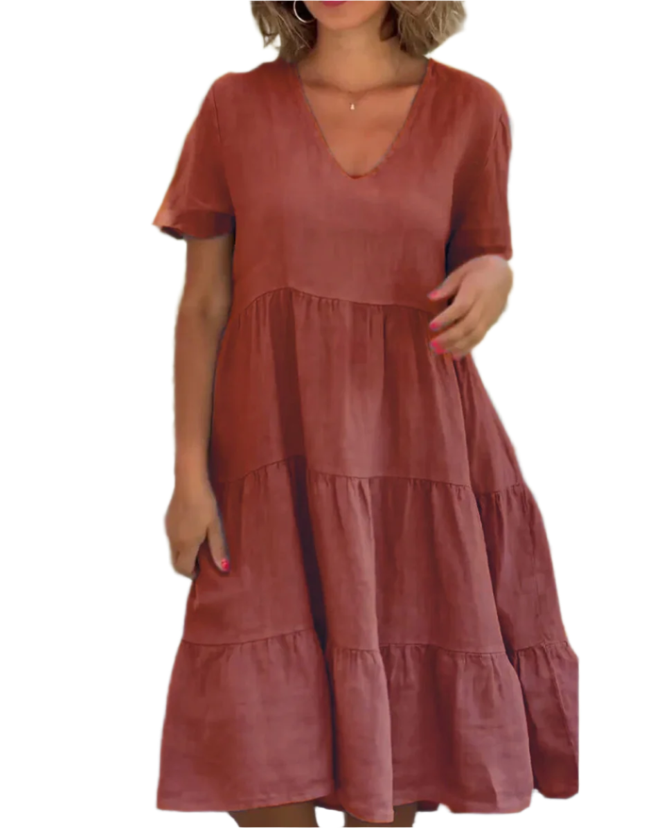 Sofia – Müheloses Baumwoll-Leinen Damen Sommerkleid