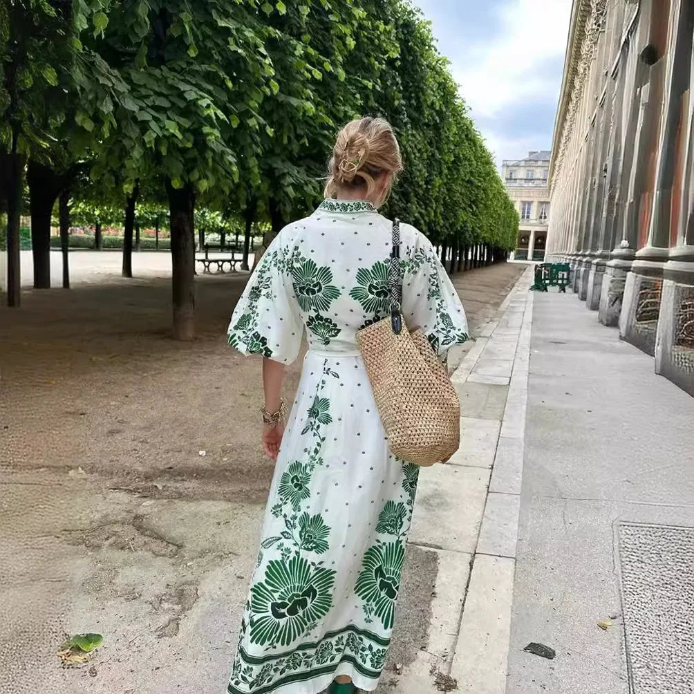 Adriana – Vintage Maxikleid mit Spitze und Ballonärmeln für Damen