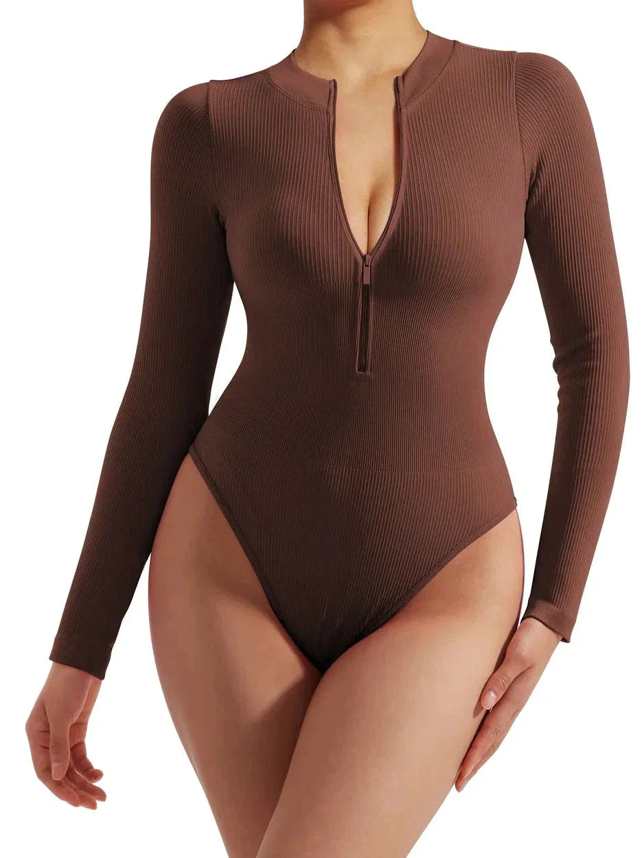 Camilla – Luxuriöser Nahtloser Gerippter Bodysuit für Frauen
