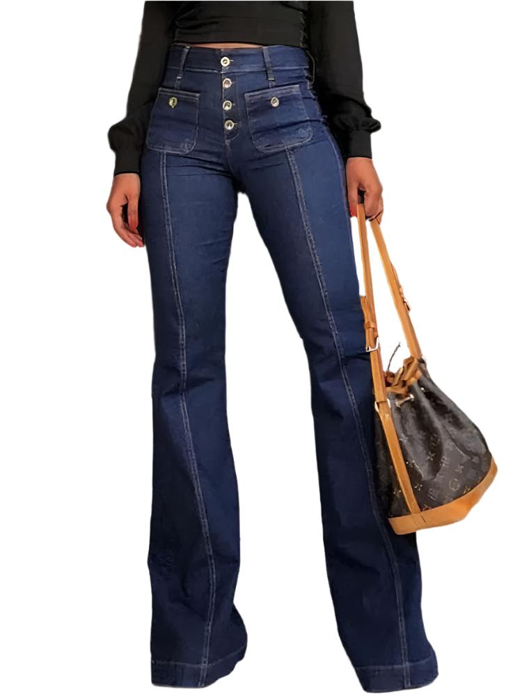 Yvonne – Vintage-Slim Damen-Schlaghose aus Denim