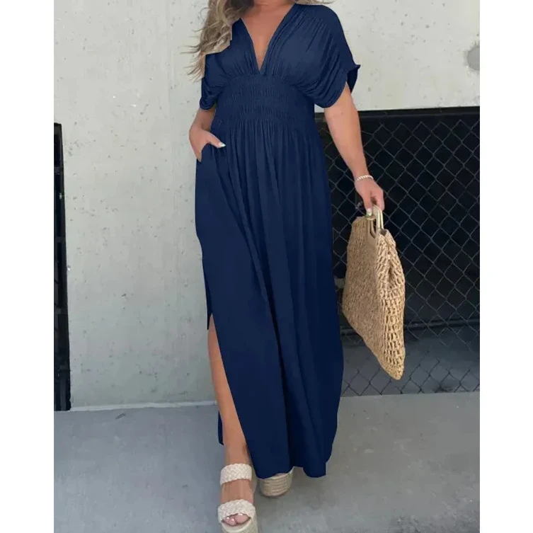 Camilla – Elegantes Damen V-Ausschnitt Kleid