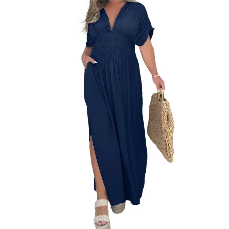 Camilla – Elegantes Damen V-Ausschnitt Kleid