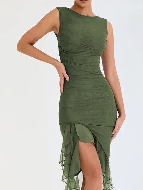 Isabella – Vielseitiges Midi-Kleid mit Rüschen für Damen