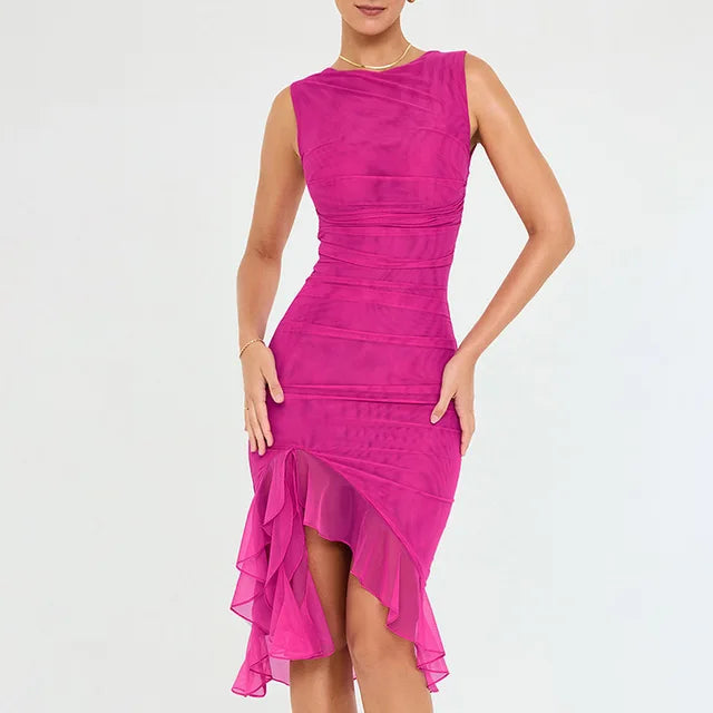 Isabella – Vielseitiges Midi-Kleid mit Rüschen für Damen