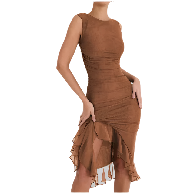 Isabella – Vielseitiges Midi-Kleid mit Rüschen für Damen