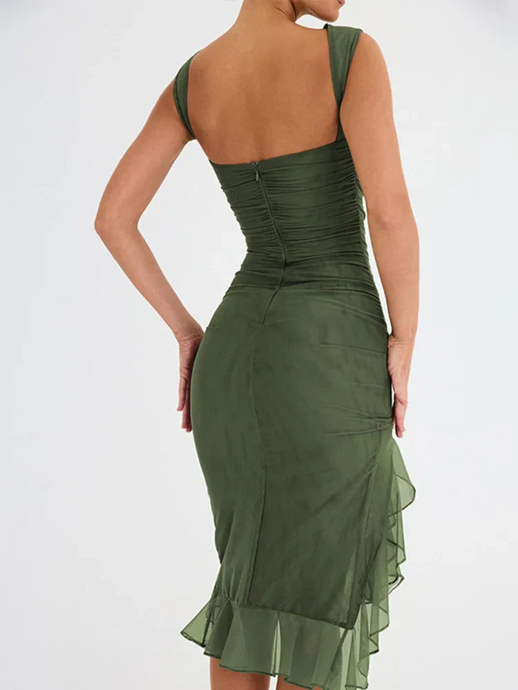 Isabella – Vielseitiges Midi-Kleid mit Rüschen für Damen