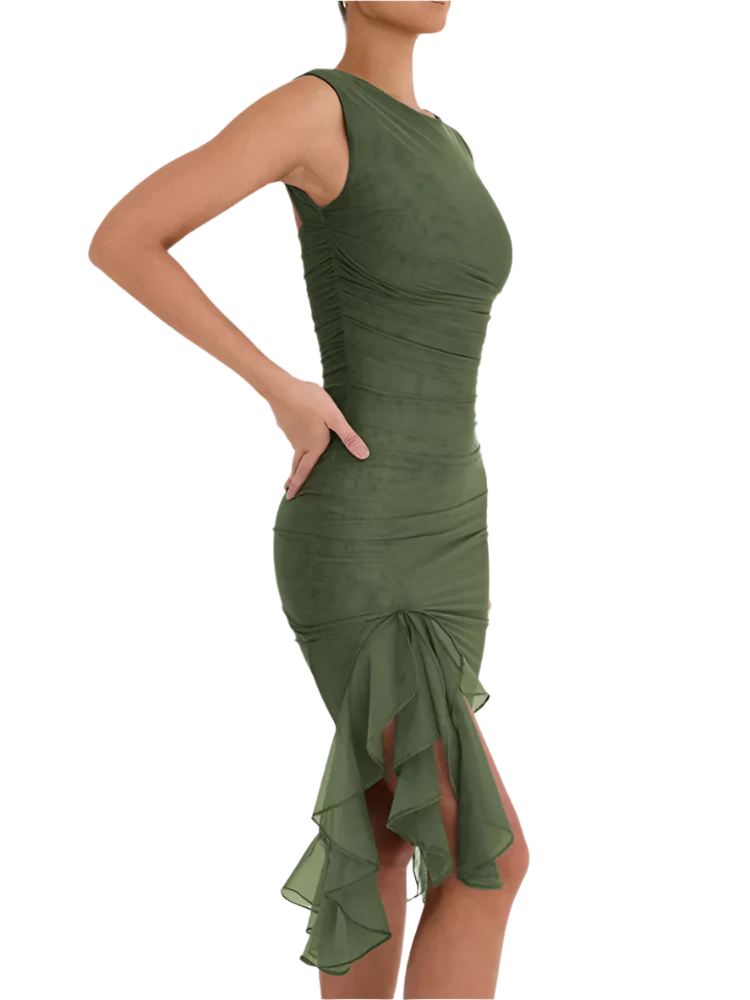 Isabella – Vielseitiges Midi-Kleid mit Rüschen für Damen