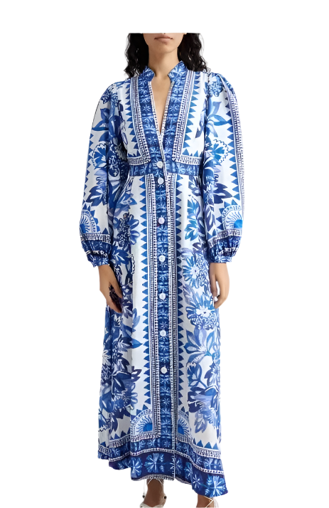 Adriana – Vintage Maxikleid mit Spitze und Ballonärmeln für Damen