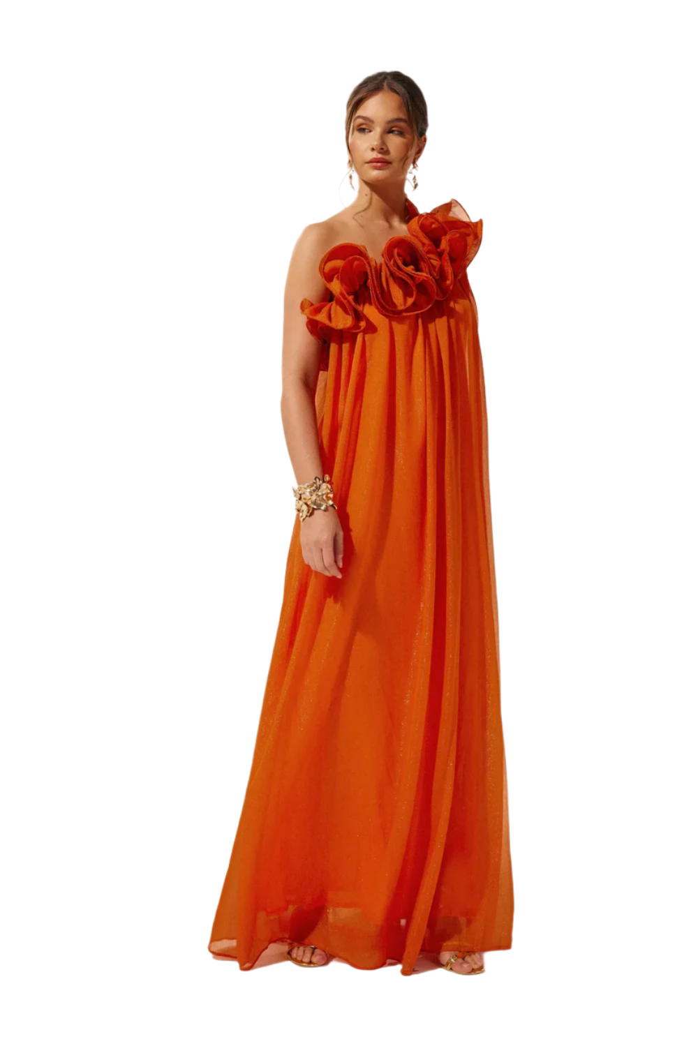 Elena – Florales Chiffon-Eveningkleid mit einem Schulterträger für Damen