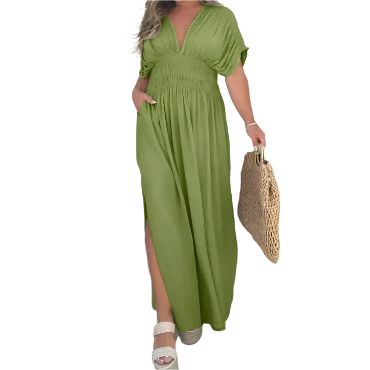 Camilla – Elegantes Damen V-Ausschnitt Kleid